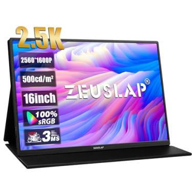 Imagem de ZEUSLAP 16 "Monitor Portátil 2.5K 144Hz 100% sRGB 500Cd/m² Viagem Gaming Display para Mini PC Laptop Switch ps4 ps5 Xbox