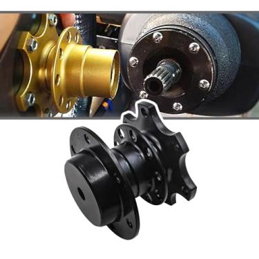 Imagem de gunhunt 1 PC volante de liberação rápida, adaptador de cubo de roda de liberação rápida de 6 furos, placa de elevação antirroubo, kit de encaixe universal para esportes de corrida (preto)