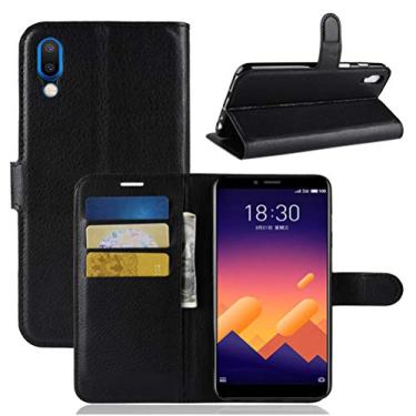 Imagem de MEIZU Meilan E3 Capa, carteira flip de couro PU premium com compartimento para cartão, suporte e fecho magnético [capa interior à prova de choque de TPU] Compatível com MEIZU Meilan E3