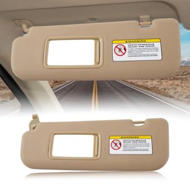 Imagem de Viseira de sol de carro adequada para Hyundai Elantra 2011 2012 2013 2014 2015‎ Viseira de sol com placa de cobertura espelhada para bloqueio da luz solar 852203X000TX (bege, lado direito do