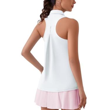 Imagem de ZHENWEI Camisa polo feminina de golfe sem mangas de secagem rápida FPS 50+ regata nadador, Branco, M
