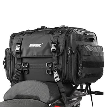 Imagem de HUNTVP Bolsa de assento de motocicleta 40-60L bolsa de ombro bolsa de viagem bolsas de bagagem de motocicleta traseira de caminhão bolsa de armazenamento com capa de chuva (preta 40-60 L)