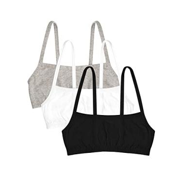 Imagem de Fruit of the Loom Sutiã esportivo com alças finas para meninas, Tom preto/branco/cinza, 38