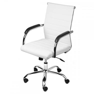 Imagem de CADEIRA 3322 BAIXA EM PU BRANCA BASE RODÍZIO