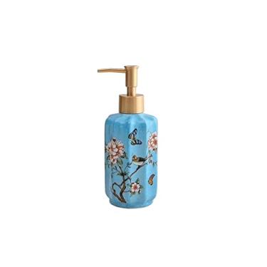 Imagem de Porta Sabonete Líquido Dispensador de sabão garrafa dispensador líquido dispensador de sabão cerâmica flor e pássaro bomba chuveiro bombas do banheiro seis cores Garrafa (Color : Soap Dispenser C)