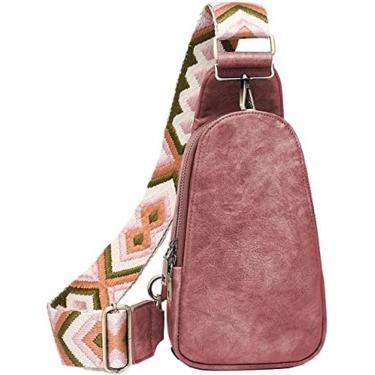 Imagem de Bolsa tiracolo pequena, pochete de couro real, bolsa de peito para mulheres, bolsa de ombro multiuso para telefone, adequada para mulheres, meninas adolescentes ou estudantes, vermelha