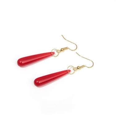 Imagem de SONGCHANGJEWELRY Anime Frieren Brincos de gota vermelhos com pingente de gota longa feminina para cosplay Frieren, Zinco, Sem pedra preciosa