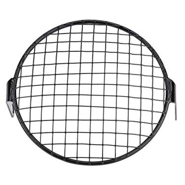 Imagem de 6.5in motocicleta montagem lateral farol grill capa máscara, reminnbor farol grill capa para a maioria das motocicletas bobber chopper bicicleta da sujeira (Grade quadrada)