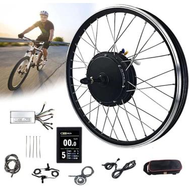 Imagem de Kit de conversão de bicicleta elétrica, kit de conversão de ebike, roda traseira, motor de cubo de engrenagem sem escova de 48V 1000W/1500W, roda de motor de e-bike com display, 16"/20"/24"/