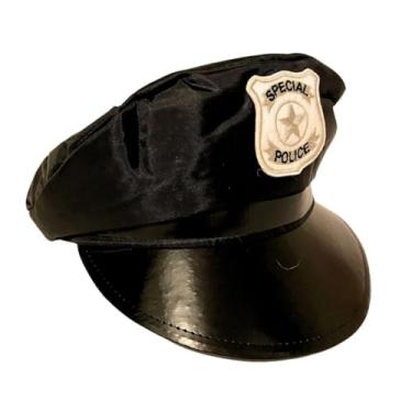 Imagem de Chapéu Quepe Boina Preta Policial, Fantasia Carnaval Adulto (Preta)