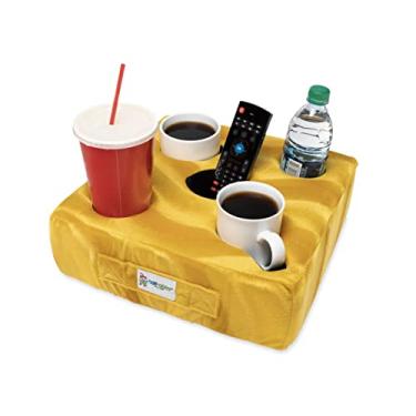 Imagem de Almofada de luxo aconchegante (amarelo) como visto na TV - o melhor suporte de copo do mundo! Mantenha suas bebidas por perto e evite derramamentos. Use-o em qualquer lugar - sofá, chão, cama,
