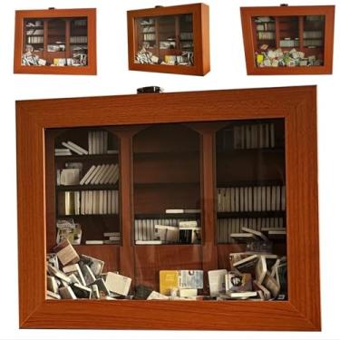 Imagem de Estante de livros de ansiedade | Sacuda sua ansiedade, brinquedos de mesa para alívio de estresse com 190-200 minilivros, modelo miniatura, expositor, gabinete, antiansiedade, brinquedos sensoriais,