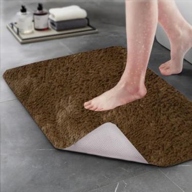Imagem de Kit 2 Tapetes Peludo Felpudo para Quarto Sala Banheiro Entrada de Casa 40 x 60 cm Minicasa (Marrom)