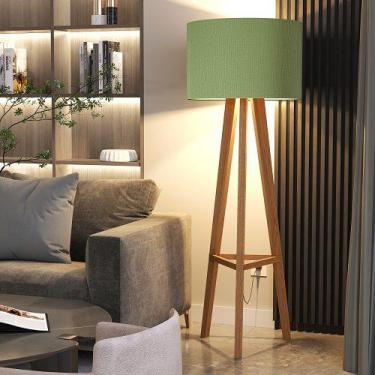 Imagem de Luminária De Chão Tripé Celta Com Cúpula Abajur Verde/Nature - JLAR Mó