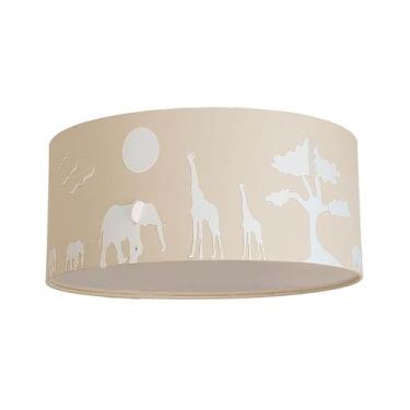 Imagem de Luminária Plafon Safari Savana Cúpula Tecido Azul 30X15Cm - Tom luz, L