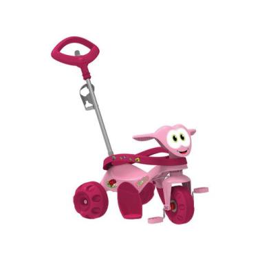 Imagem de Triciclo Infantil Zootico com Empurrador  - Bandeirante, Rosa