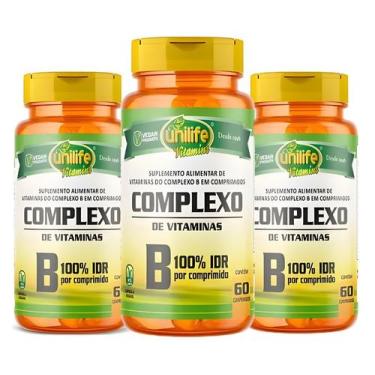 Imagem de Kit C/3 Complexo B - B1 B2 B3 B5 B6 B12 Biotina-Comp Unilife