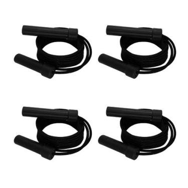 Imagem de Kit 4 Cordas De Pular Regulável Com Rolamento - Preto Spank