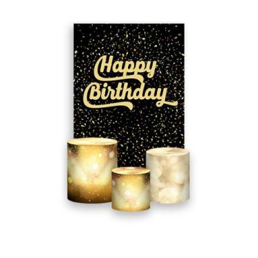 Imagem de Painel De Festa Vertical 1,50 x 2,20 + Trio De Capas Cilindro - Happy 