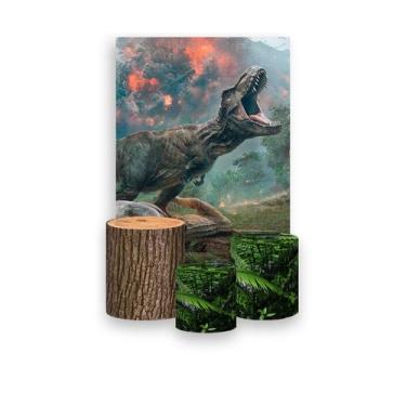 Imagem de Painel De Festa Vertical 1,50 x 2,20 + Trio De Capas Cilindro - Dinoss