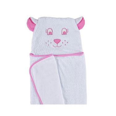 Imagem de Toalha com Capuz para Bebê Menina Bichos - Gatinha - PRONTA ENTREGA - 