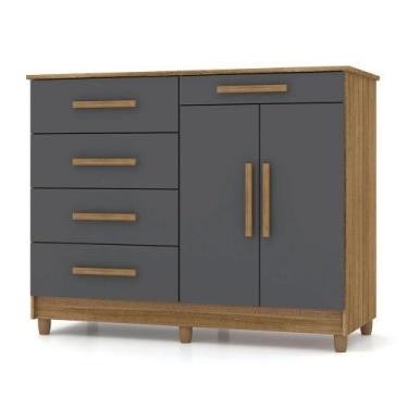 Imagem de Cômoda Sapateira para Quarto 05 Gavetas e 02 Portas Livia Nature/Alasc