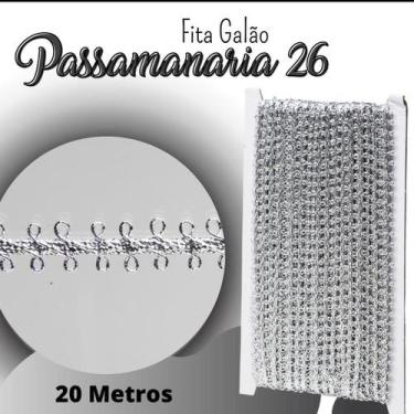 Imagem de Passamanaria Prata - Fita Galão - Rolo C/20 Metros - 26 Nybc