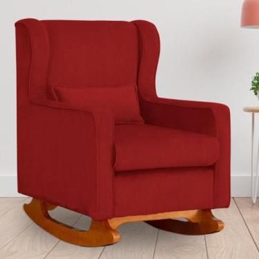 Imagem de Poltrona Amamentação Balanço Aurora Suede Vermelho - LM DECOR