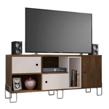 Imagem de Bancada Dinamarca Para Sala Rack Escritório Cedro E Nude - Móveis Leão