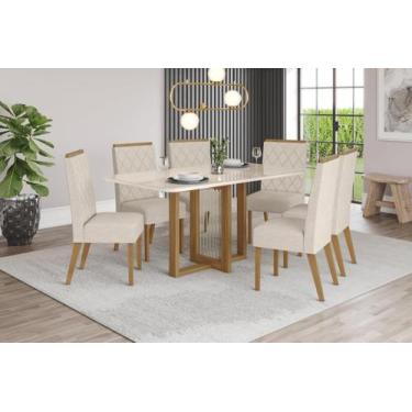 Imagem de Mesa de Jantar Natali 160 C. Vidro 6 Cad. Nina Linho - Henn - LM DECOR