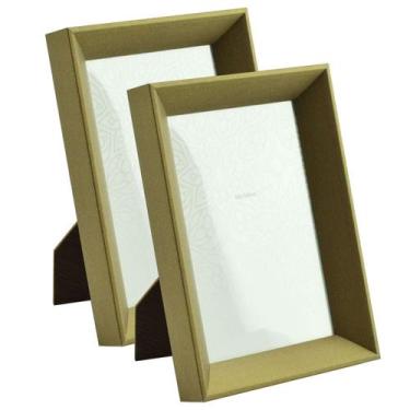 Imagem de Kit 2 Porta Retratos com Suporte 10x15cm 6054 - Livon, Dourado Escuro