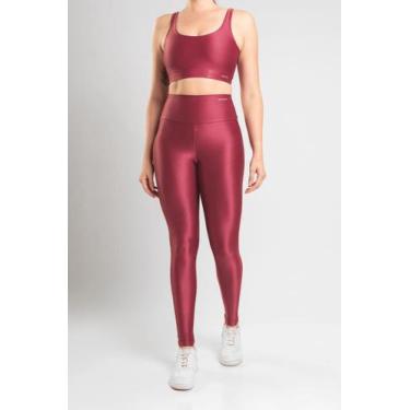 Imagem de Calça Legging Canelada - Respire Fit, M, Bordô
