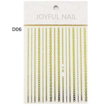 Imagem de Película unha metalizada dourada - linhas d06 joyful nail