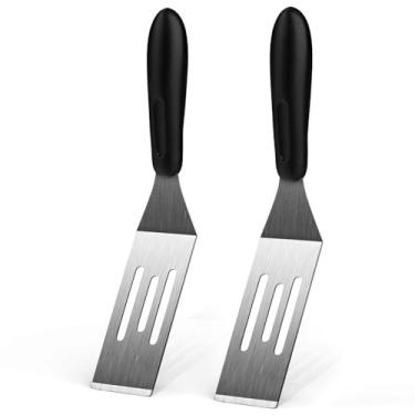 Imagem de Espátula pequena, 2 peças, espátulas de metal para uso na cozinha, mini espátula de servir de aço inoxidável para virar e cozinhar, ideal para brownies, tiramisu, biscoitos, lasanha ou panquecas, etc
