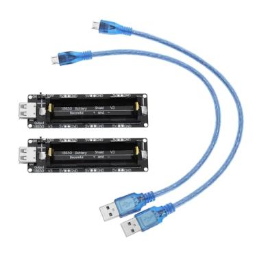 Imagem de 2 conjuntos de 18650 baterias de lítio Li-ion escudo de expansão 5V-3V módulo micro USB 600mA 3V/1A 5V/3A com cabo de carregamento compatível com Raspberry Pi 3 compatível com ESP32 ESP8266