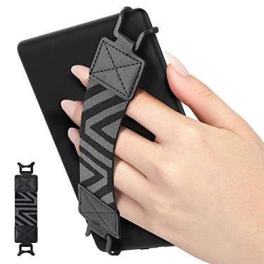 Imagem de MoKo Alça de mão de segurança para tablet Kindle eReaders Fire de 6 a 8 polegadas, Kindle/Kobo/Voyaga/Lenovo/Sony, suporte de mão leve e versátil de alta elasticidade, preto