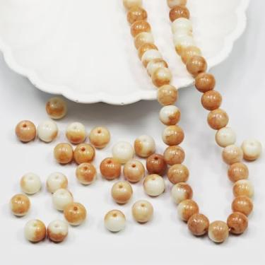 Imagem de 8 mm/250 peças de contas de pedras preciosas redondas multicoloridas, para fazer joias, contas de pedra redondas soltas para pulseiras e colares DIY (mistura branca e amarela)