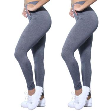 Imagem de Kit 2 Calças Legging Heide Ribeiro Leg Basic Suplex Ginástica, G, Cinz