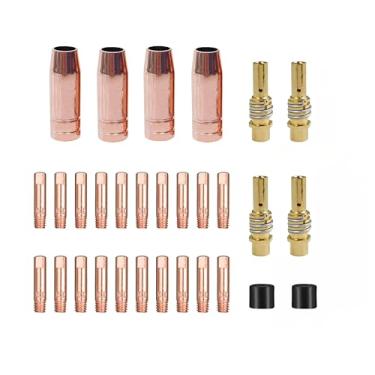 Imagem de TimelyDu Kit de acessórios de pistola de solda MIG MB15 15AK; pontas de contato de soldagem 0,03 mm 0,9 mm, bocal de gás/suporte de ponta de contato para tocha de solda MIG Co2, cobre (kit de
