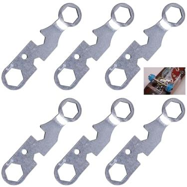 Imagem de SquEqu Pacote com 6 ferramentas de skate para skate mini chave de porca hexagonal multifuncional portátil para skates longboard patins patins bicicleta scooter montagem ferramentas de ajuste