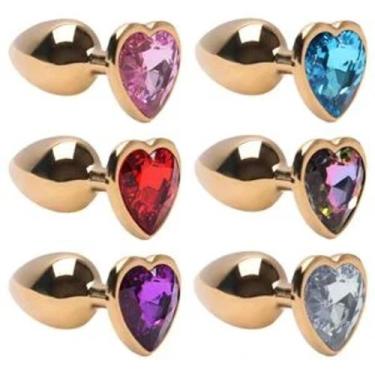 Imagem de Plug Anal P Aço Dourado Coração Vipmix, ROXO