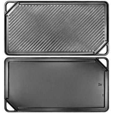 Imagem de GGC Chapa de Ferro Fundido para Fogão A Gás, Chapa Reversível para Churrasqueiras A Gás, Chapa Plana e Nervurada 20 X 10 para Cozinhar em Ambientes Externos e Internos