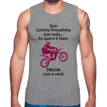 Imagem de Regata Trilha com o vovô (moto rosa) - Foca na Moda, Cinza, GGG