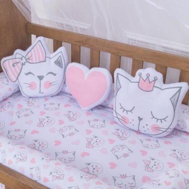 Imagem de Kit Almofadas Decorativas Infantil Cat Rosa 3 Peças - Miguel Baby