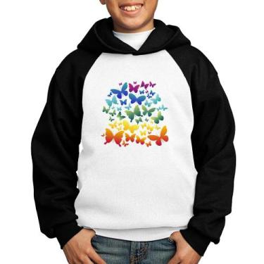 Imagem de Moletom Infantil Borboletas Coloridas - Foca na Moda, Branco, Preto, 8