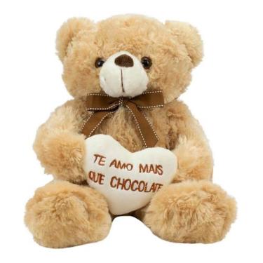 Imagem de Urso Sentado Te Amo Mais Que Chocolate 29cm - Pelúcia - Foffy