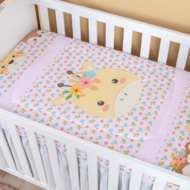 Imagem de Edredom de Berço Estampado Bichinhos Floral Rosa - Miguel Baby