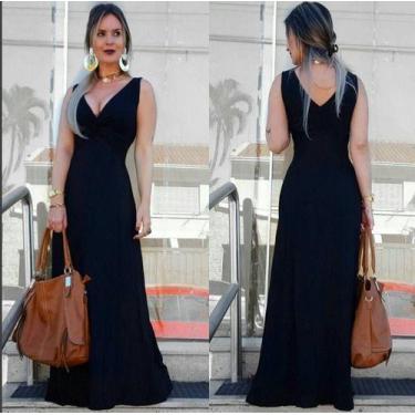 Imagem de Vestido Longo Regata Estampado Cachequere - Luh May, Preto, M
