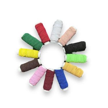 Imagem de 12 Rolos Fio Lastex Elástico 10m Colorido Mega Hair Costura - BERTO IM