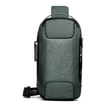 Imagem de Mochila Bolsa Transversal Masculina Impermeável Antifurto - GN, Cinza